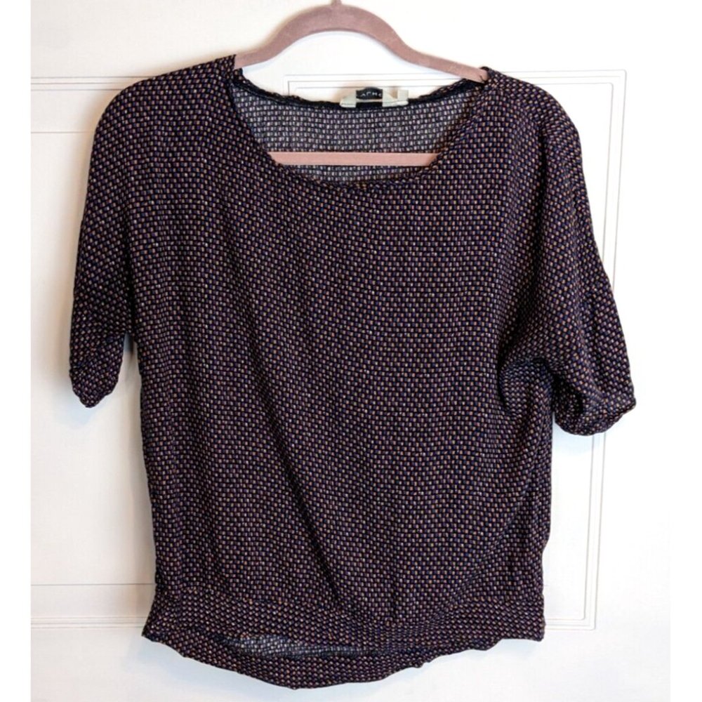 Anthropologie TYLHO xsmall top short sleeve relaxed shirt checker pattern